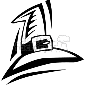 A stylized black and white clipart image of a witch's hat with a buckle, commonly associated with Halloween themes.