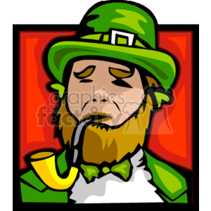 A Leprechaun Dressed in Green with a Golden Pipe