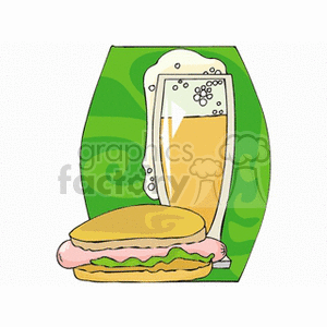 A clipart image depicting a glass of beer and a sandwich, often associated with St. Patrick's Day celebrations.