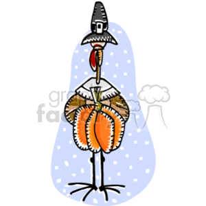 The clipart image displays a stylized representation of a turkey wearing a pilgrim hat, which is a common symbol associated with the Thanksgiving holiday in the United States. It appears to be a cartoonish depiction meant to capture the spirit of the holiday, characterized by elements traditionally related to Thanksgiving which include turkeys, pilgrim attire, and the fall season.