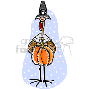 Whimsical thanksgiving pilgrim turkey with a pumpkin