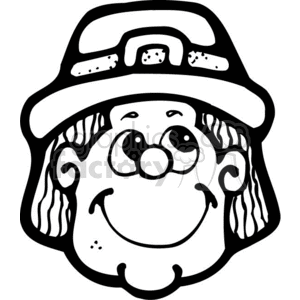   The clipart image is a simple black and white line drawing of a smiling pilgrim