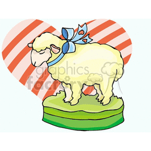 Adorable Sheep with Heart Background - Valentine's Day