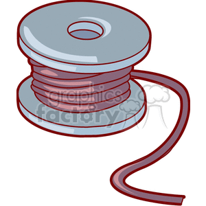 A clipart image of a spool with wire, cable, or thread depicted in a cartoon style.