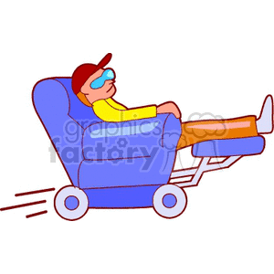 Cartoon Person Relaxing in Recliner Chair