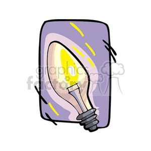 Colorful clipart illustration of a glowing light bulb with a purple background.