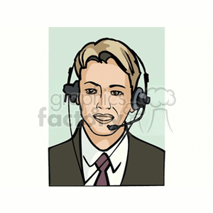 Illustration of a customer service representative wearing a headset.