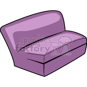 A clipart image of a purple couch with a simple, modern design.