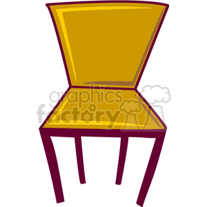 A clipart image of a yellow chair with a red outline and four legs.