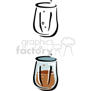 Clipart image of empty and filled glass cups, commonly found in a kitchen setting.