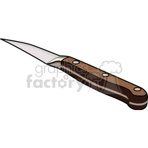 Clipart image of a kitchen knife with a wooden handle.