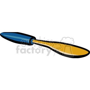 Clipart image of a kitchen spatula with a blue handle and yellow blade.