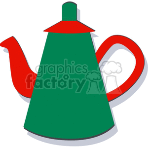 A colorful clipart image of a teapot with a green body and red accents, including the handle and spout.