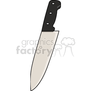 Clipart image of a kitchen knife with a black handle.