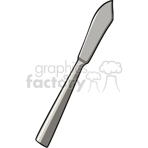 A clipart image of a kitchen knife with a simple silver appearance.