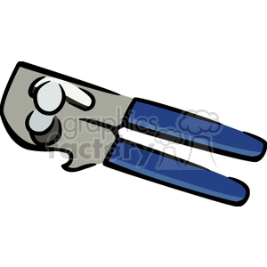 Clipart image of a handheld can opener with blue handles.