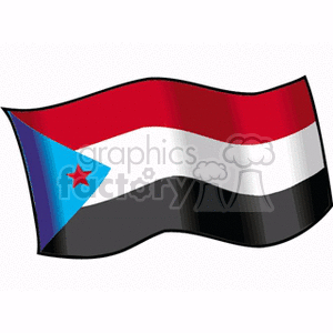 The clipart image features a stylized representation of the national flag of Yemen, which is composed of three horizontal stripes in the colors of red, white, and black.