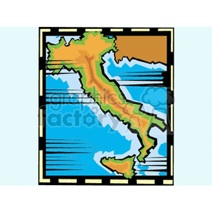 Colorful Italy Map - International Borders