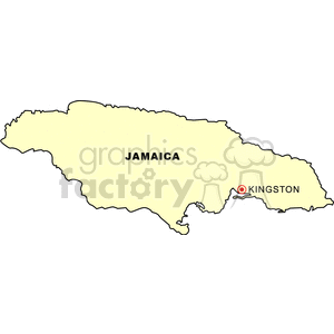 Clipart image of a map of Jamaica highlighting Kingston.