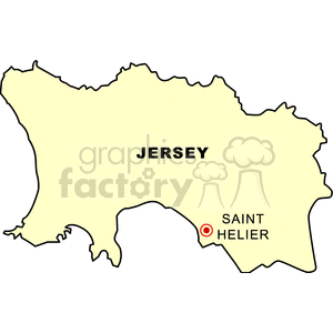 A clipart map of Jersey highlighting Saint Helier.