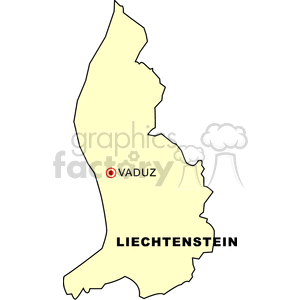 A clipart map of Liechtenstein with Vaduz marked as the capital.