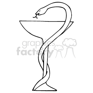 A black and white line drawing of a snake coiled around a chalice or cup, commonly known as the Bowl of Hygieia, a symbol associated with pharmacy and medicine.