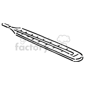 Black and white clipart image of a medical thermometer.