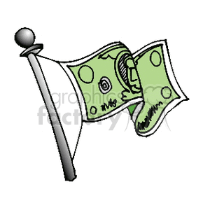 Clipart image of a flag made out of a dollar bill, symbolizing money or financial success.