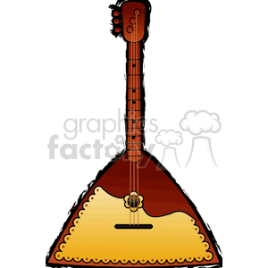 Illustration of a traditional Russian balalaika musical instrument with a triangular body and three strings.