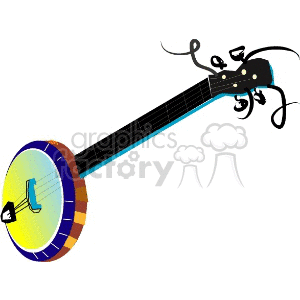 Colorful Banjo with Musical Notes