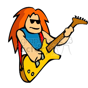 Cartoon Guitarist with Electric Guitar