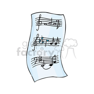 Clipart image of a music sheet with handwritten musical notes.