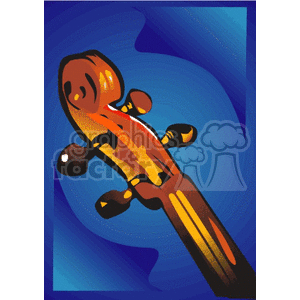 Colorful clipart illustration of a violin scroll against a blue background.