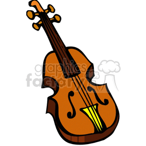 Colorful clipart image of a violin with bold outlines.