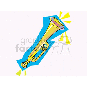 Colorful clipart of a brass trumpet with bright accents.