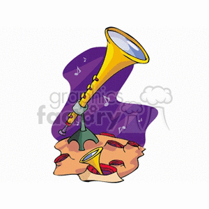 Cartoon Trumpet with Musical Notes