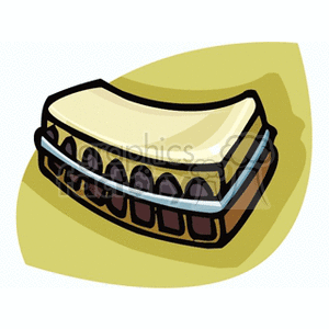 Illustration of a harmonica, a small musical instrument with metal reeds, often used in blues, folk, and rock music.