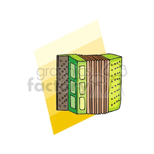 A colorful clipart illustration of an accordion, showcasing its design with buttons and bellows.