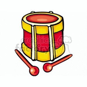 Cartoon Drum with Drumsticks