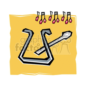 A clipart image depicting a triangle percussion instrument with musical notes.