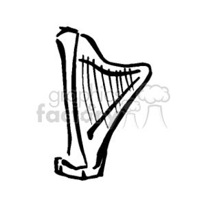 Harp Line Drawing - Music Instruments