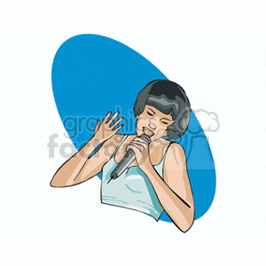 Woman Singing with Microphone