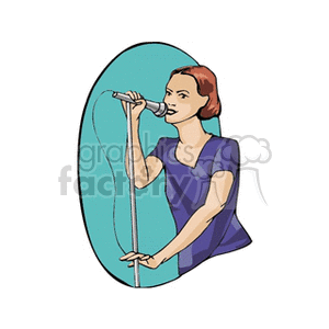 Woman Singing into Microphone