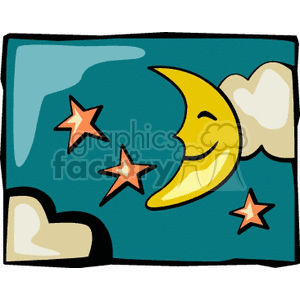 Whimsical Night Sky with Moon and Stars