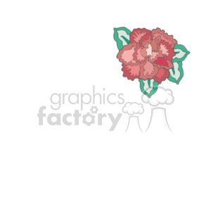 The clipart image shows a stylized depiction of a pink flower with green leaves.