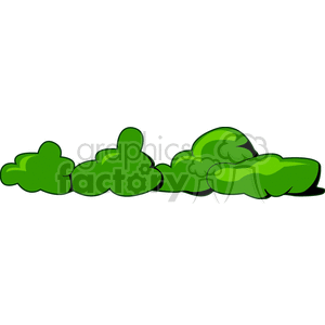 A clipart image depicting a row of green bushes.