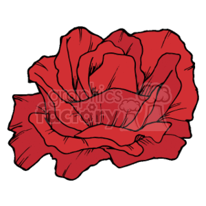 The image is a simple clipart illustration of a red rose. The rose is depicted in a stylized form with outlines suggesting the shapes of petals.