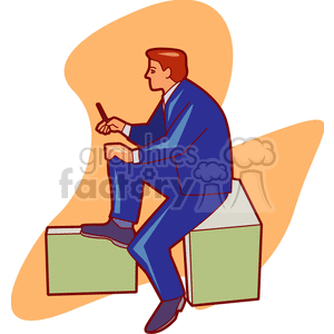 Businessman in Blue Suit with Smartphone