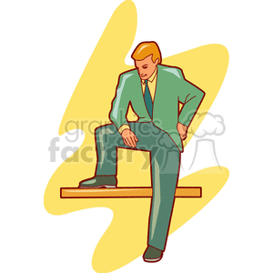 Businessman in Green Suit with Yellow Background