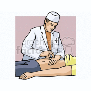 Doctor Performing Abdominal Exam on Patient